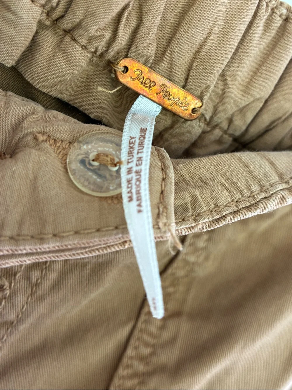 Free People Women's Camel Cadet Utility Safari Cropped Jogger Pant Button Fly S